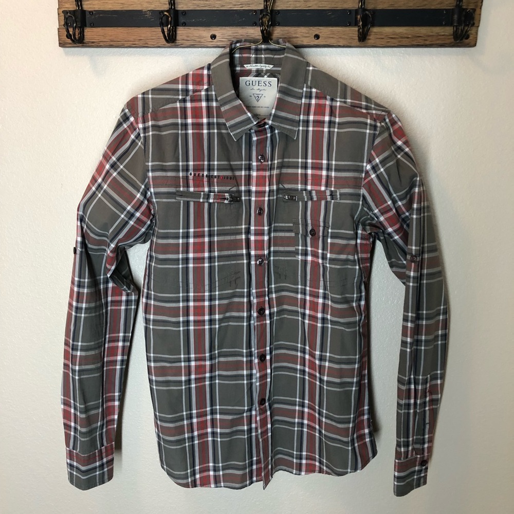 Guess multi colored casual button down shirt